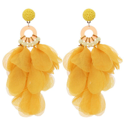 Soft Petals Beaded Dangling Earrings