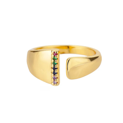 Multicolor Zircon Alphabet Plated Rings