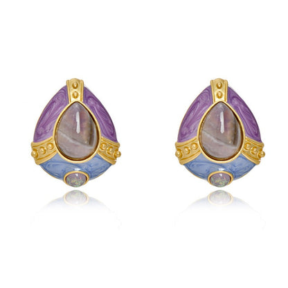 Retro Rhombus Glass Earrings