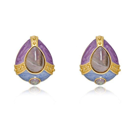 Retro Rhombus Glass Earrings