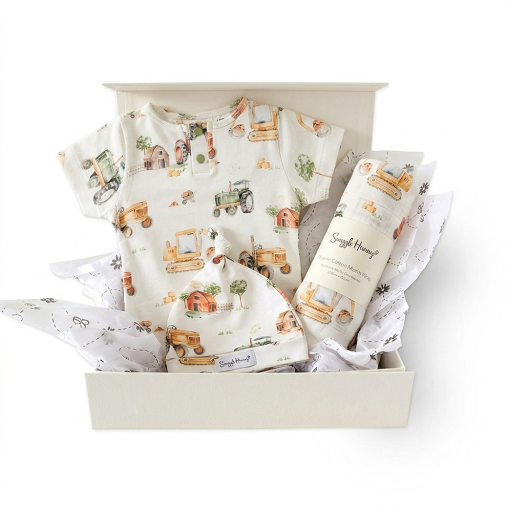 Classic Newborn Gift Hamper - Diggers & Tractors