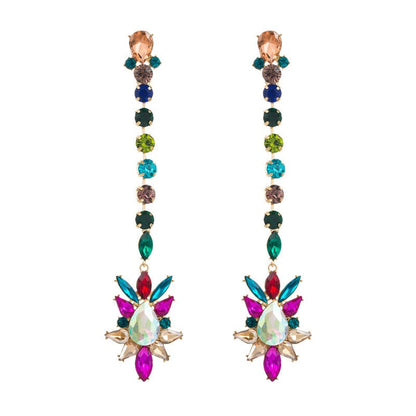 Geometric Multicolor Rhinestones Drop Earrings