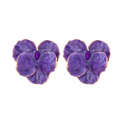 Drip Oil Flower Petal Earrings