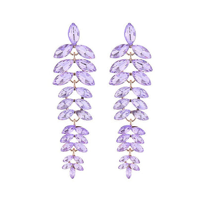 Multi-Layered Diamond Leaf Flower Earrings