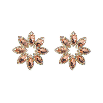 High-End Diamond Flower Earrings
