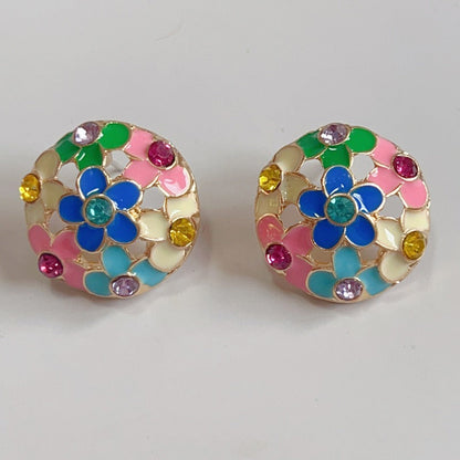 Retro Palace Four Seasons Round Enamel Earrings
