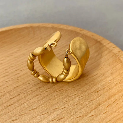 Double Layer Irregular Adjustable Wide Face Beaded Open Ring
