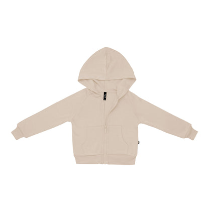 Fleece Zip Up Hoodie in Almond