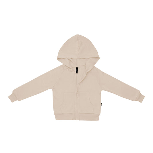Fleece Zip Up Hoodie in Almond