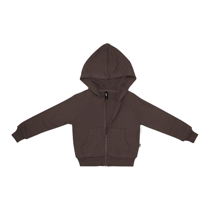 Fleece Zip Up Hoodie in Espresso