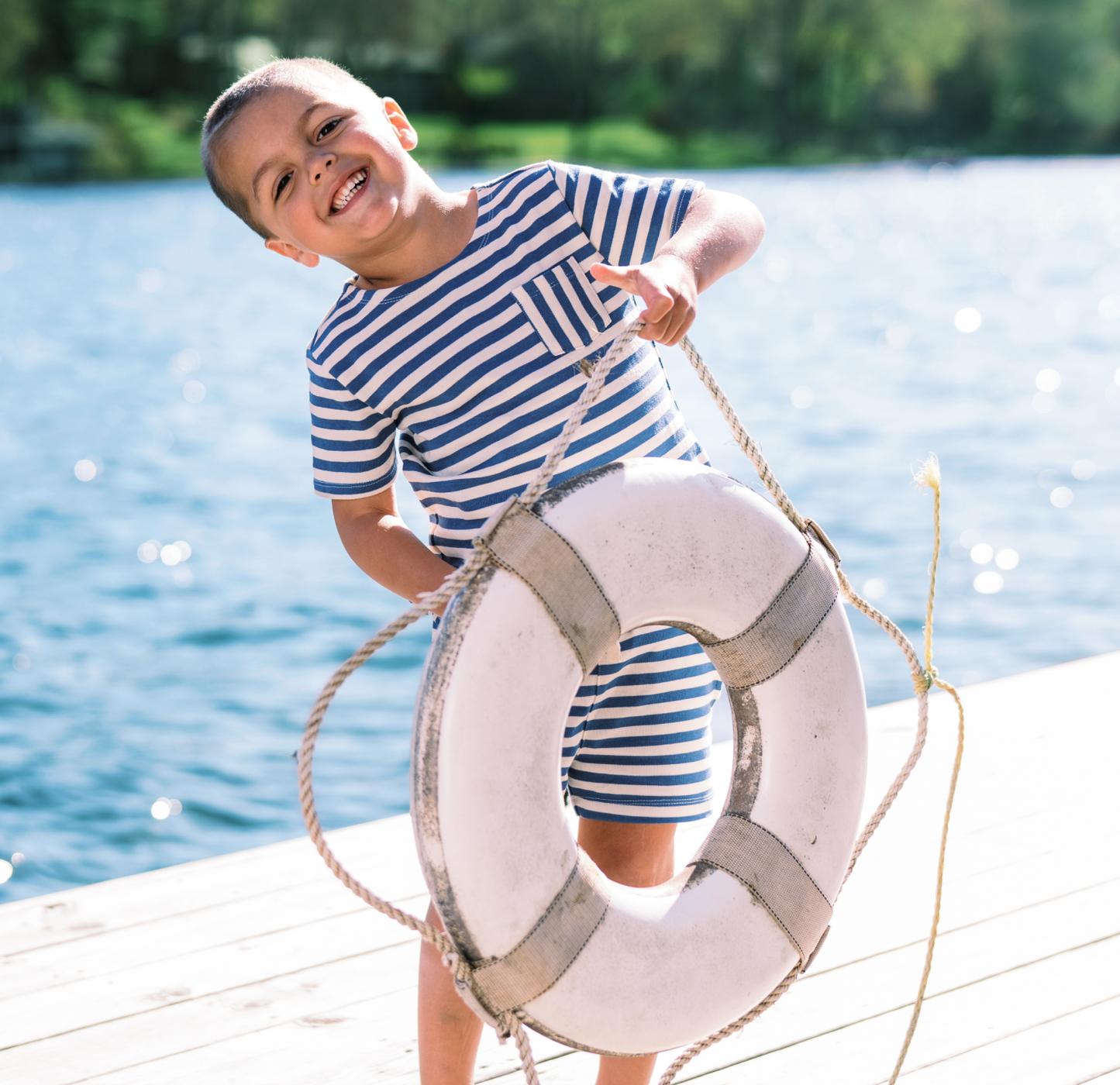 unisex stripe boatneck tee