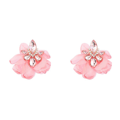 Elegant Vintage Alloy Diamond Flower Earrings