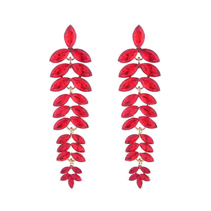 Multi-Layered Diamond Leaf Flower Earrings