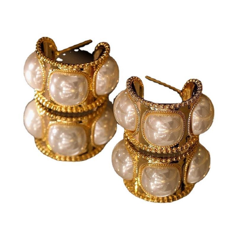 Elegant Pearl Hoop Earrings