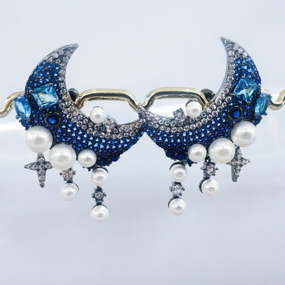 Micro Inlaid Zirconium Moon Pearl Earrings