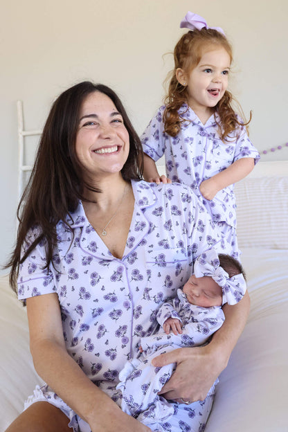 Girl's Two Piece Short Lounge Set | Amethyst Garden