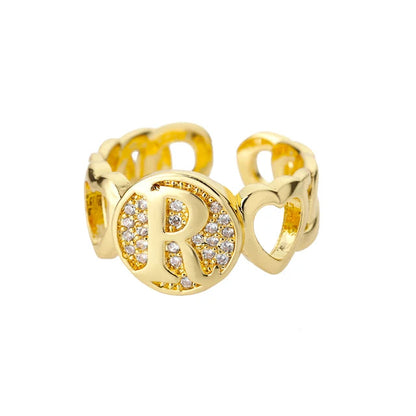 Alphabet Gold Plated Resizable Ring