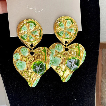 Heart Shaped Flower Clip Earrings