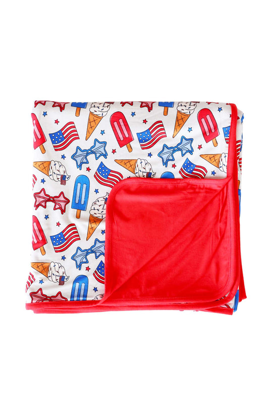 Double Sided Bamboo Blanket | Red, White & Cool
