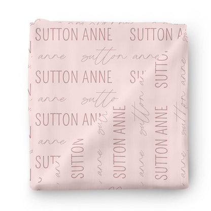 Personalized Blush Baby Name Swaddle Blanket