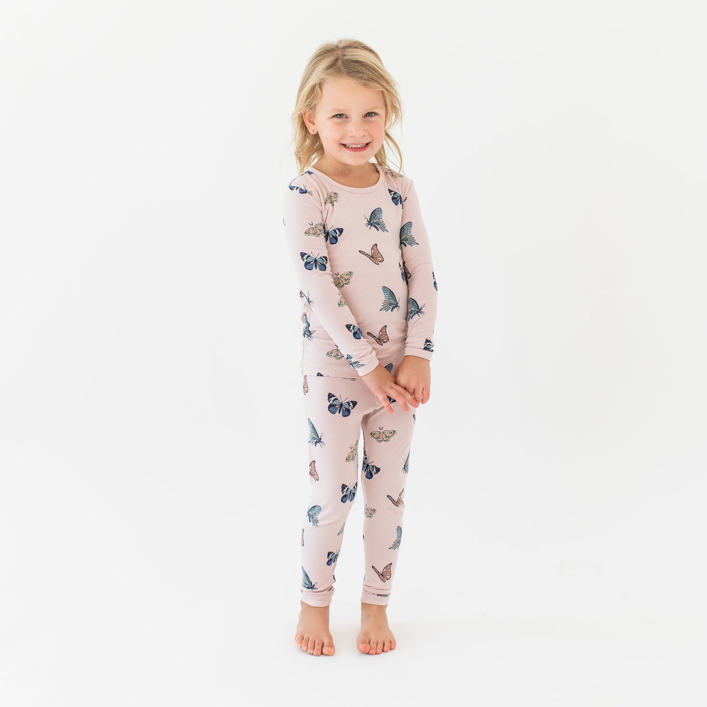 Long Sleeve Pajamas in Blush Butterfly