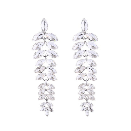 Multi-Layered Diamond Leaf Flower Earrings