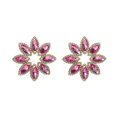 High-End Diamond Flower Earrings