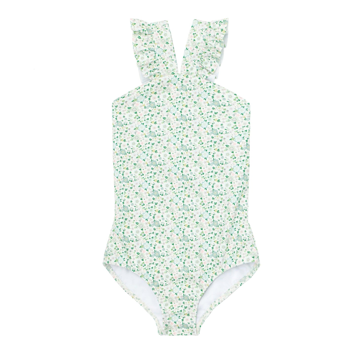 girls sea marsh floral v-neck crossover one piece