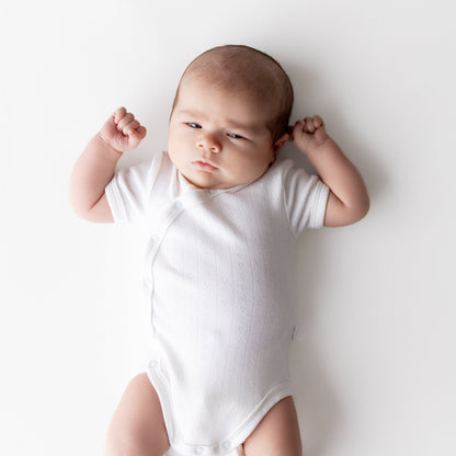 Pointelle Kimono Bodysuit in Cloud