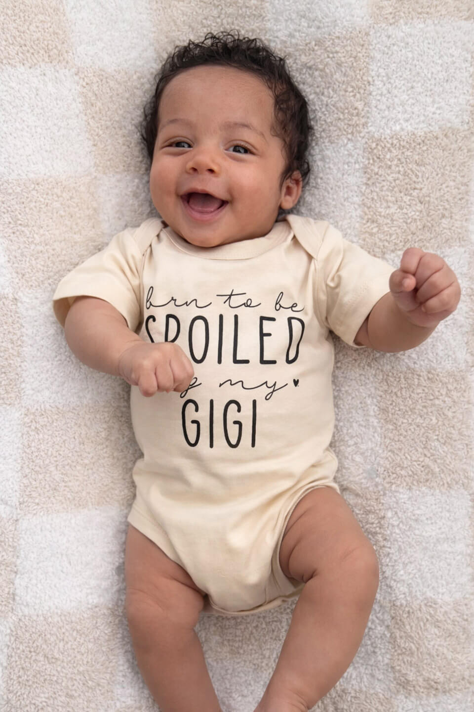 Personalized Born To Be Spoiled Graphic Bodysuit | Natural