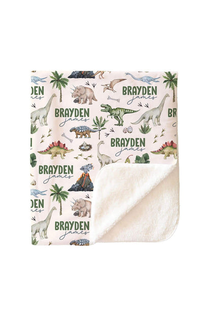 Dino Tracks Personalized Kids Blanket