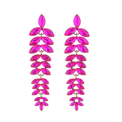 Multi-Layered Diamond Leaf Flower Earrings