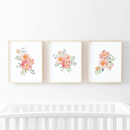 Ella's Dusty Rose Floral Digital Nursery Art Bundle