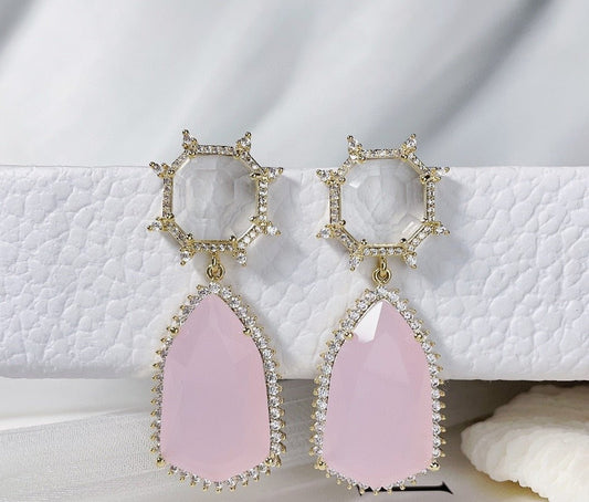 Geometric Teardrop Zircon Earrings