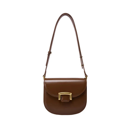 Retro Smooth Surface Buckle Saddle Bag