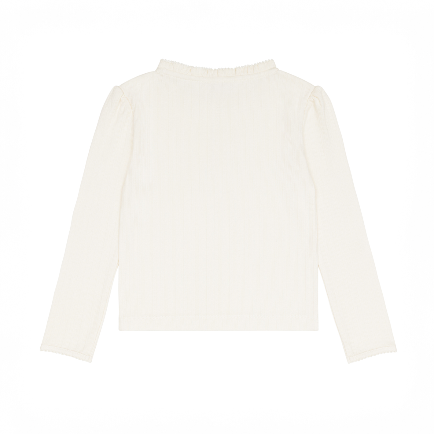 girls cream ruffle pointelle long sleeve shirt