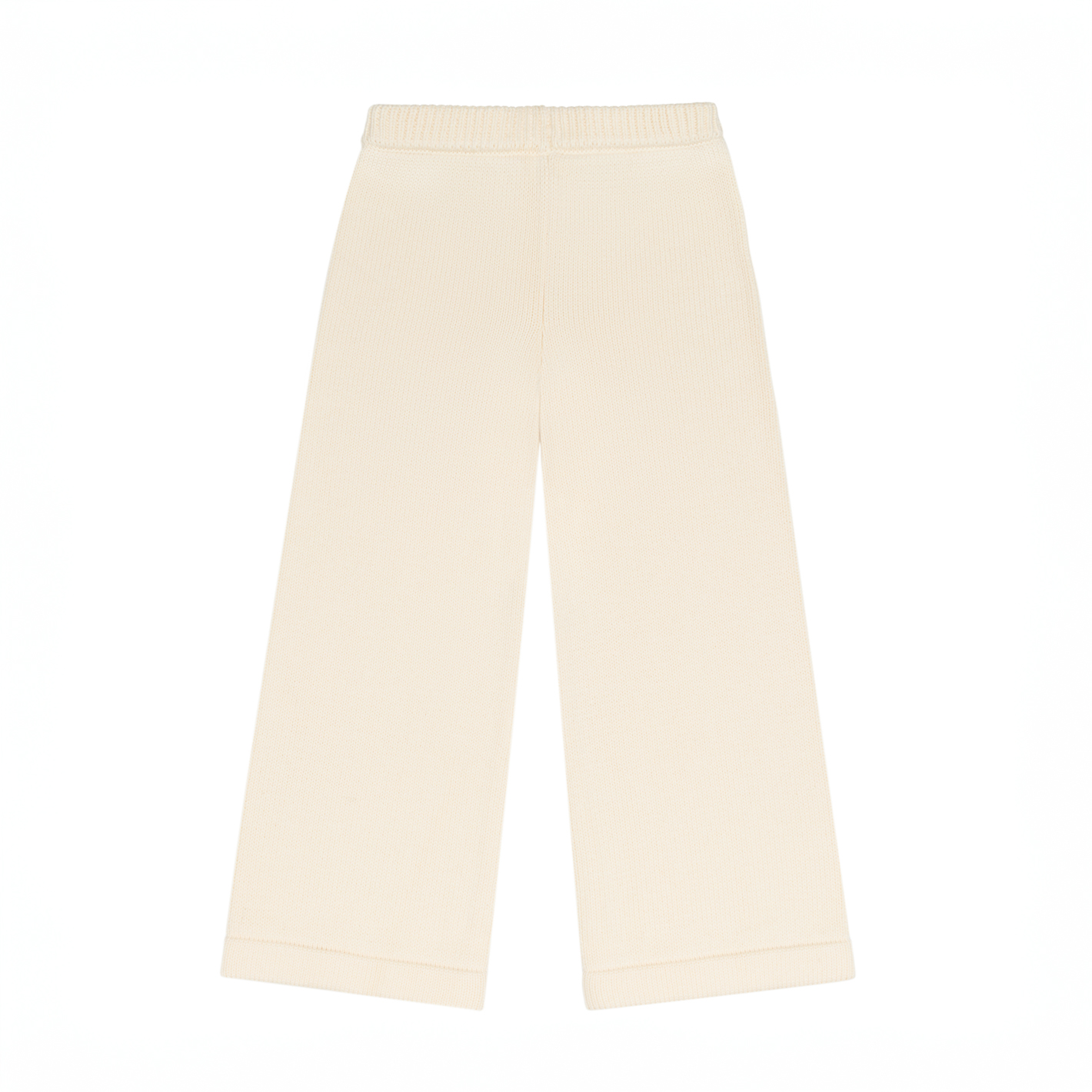 unisex cream wide leg knit pant