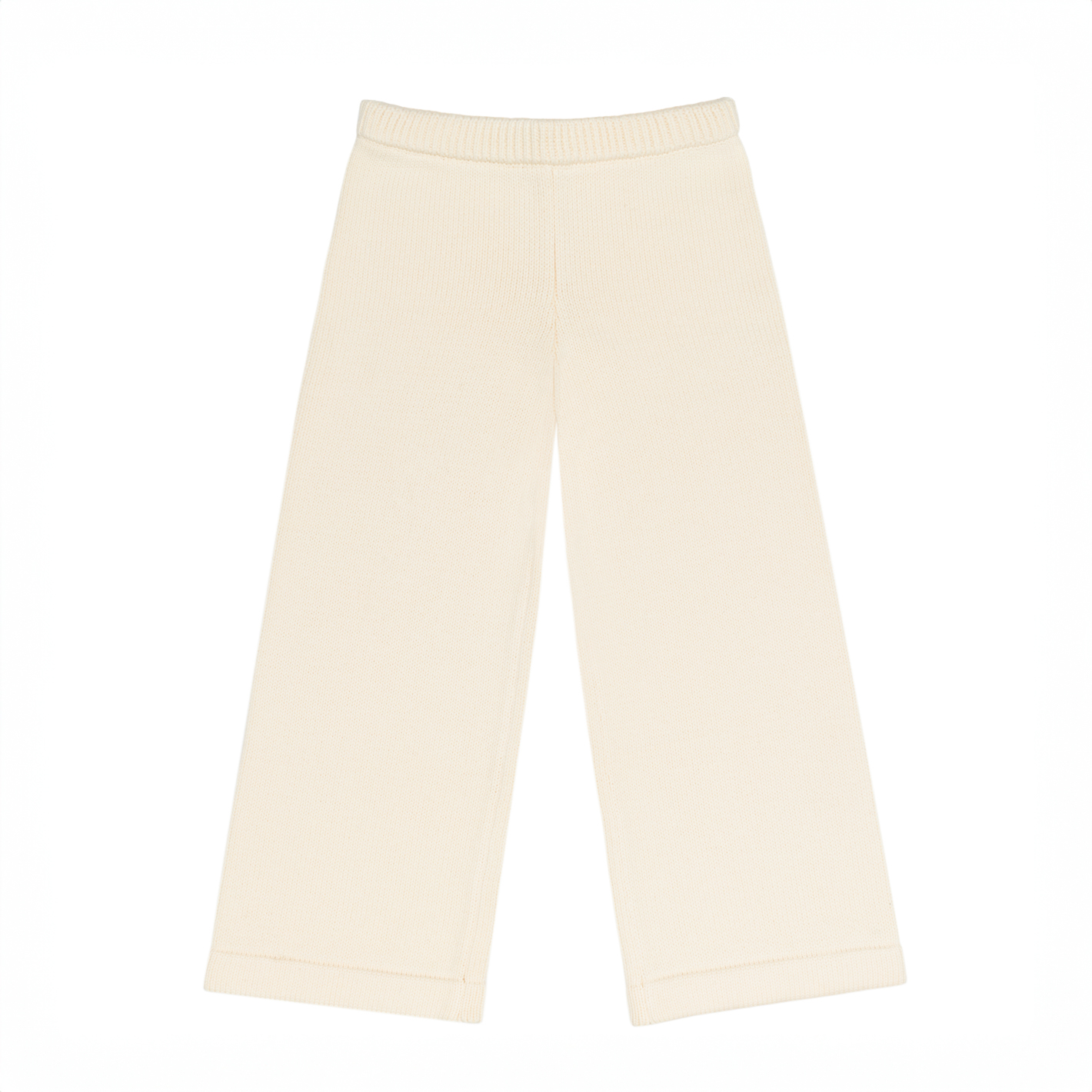 unisex cream wide leg knit pant