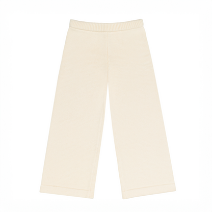 unisex cream wide leg knit pant