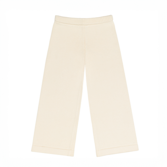 unisex cream wide leg knit pant