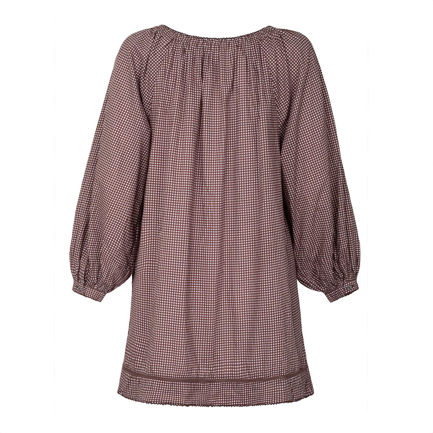 women's cocoa gingham long sleeve cotton coverup