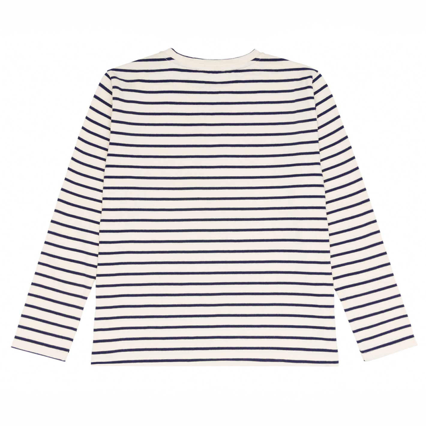 women's cream and navy stripe long sleeve tee