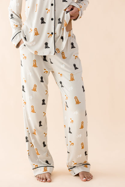 Long-Sleeved Women's Pajama Set in Fluffy Dog