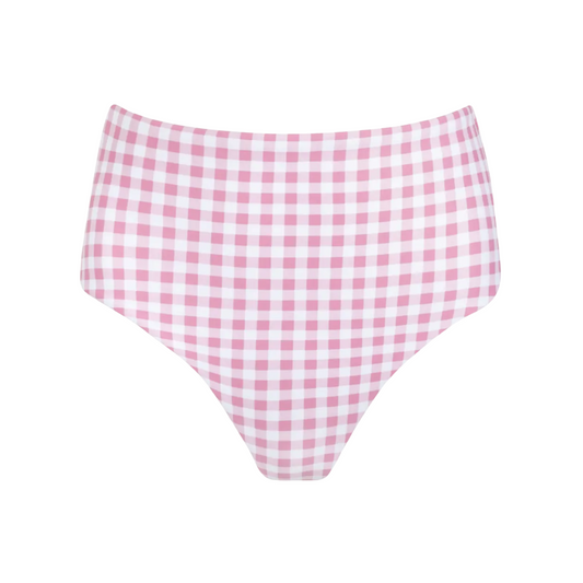 women's blush gingham high waist bikini bottom