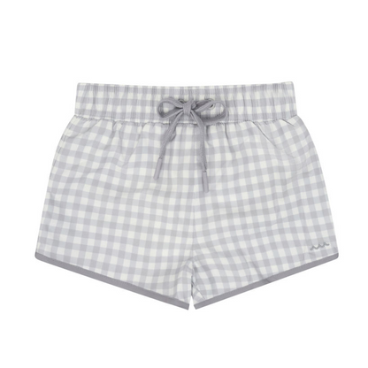 boys dove grey gingham boardie