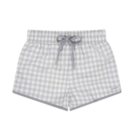 boys dove grey gingham boardie