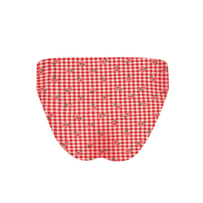 women's cranberry gingham mid rise bikini bottom