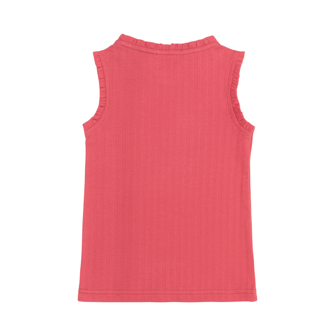 girls poppy red ruffle pointelle tank