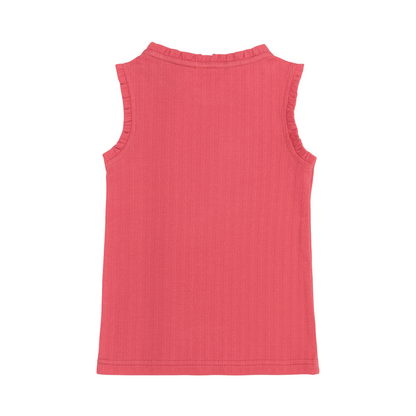girls poppy red ruffle pointelle tank