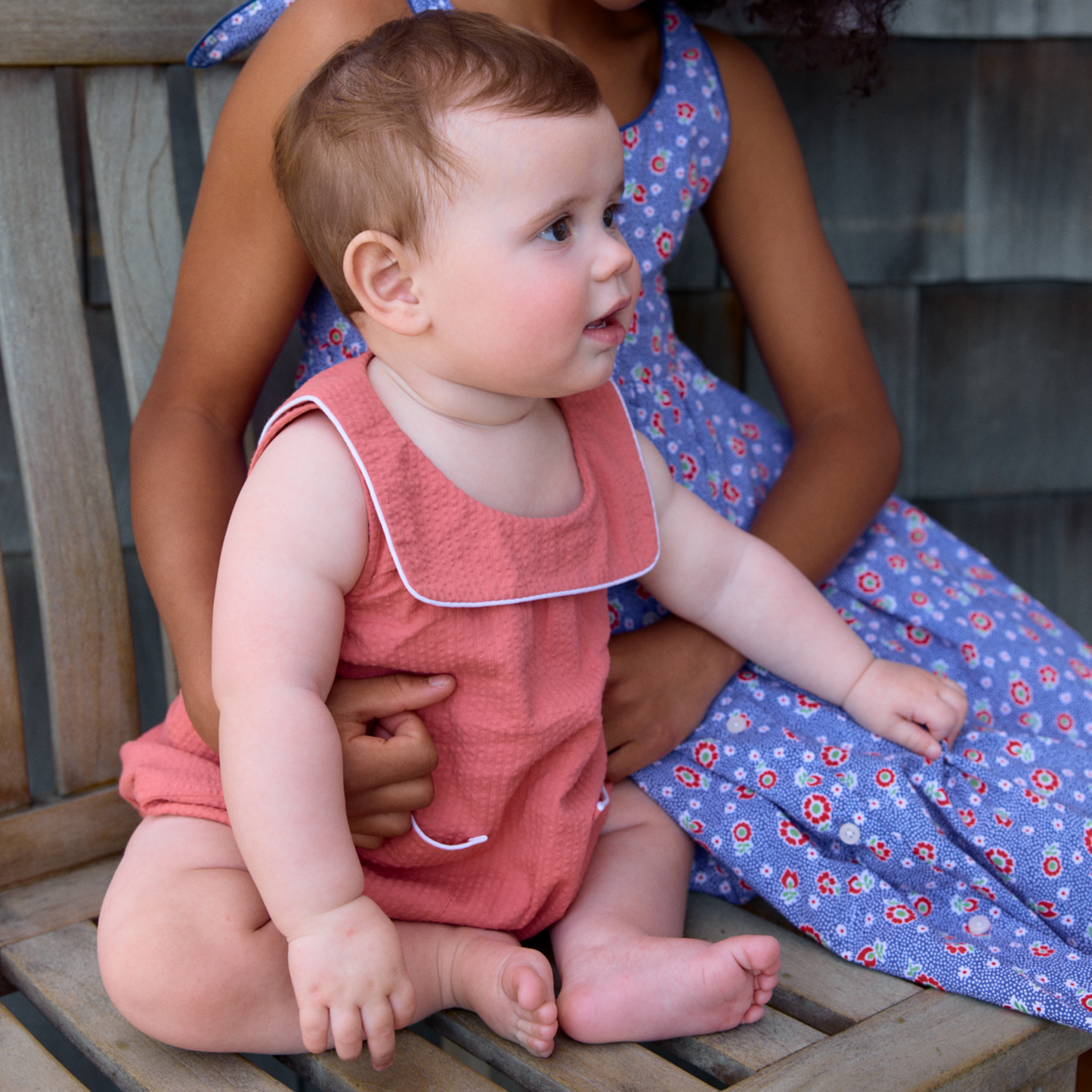 baby sailor red seersucker bubble romper